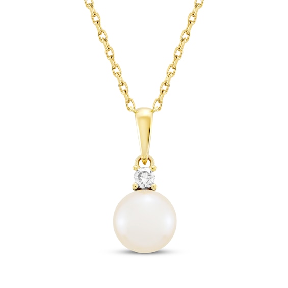 Cultured Pearl & Diamond Necklace 1/20 ct tw 10K Yellow Gold