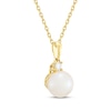 Thumbnail Image 2 of Cultured Pearl & Diamond Necklace 1/20 ct tw 10K Yellow Gold
