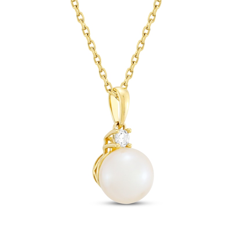 Cultured Pearl & Diamond Necklace 1/20 ct tw 10K Yellow Gold | Kay