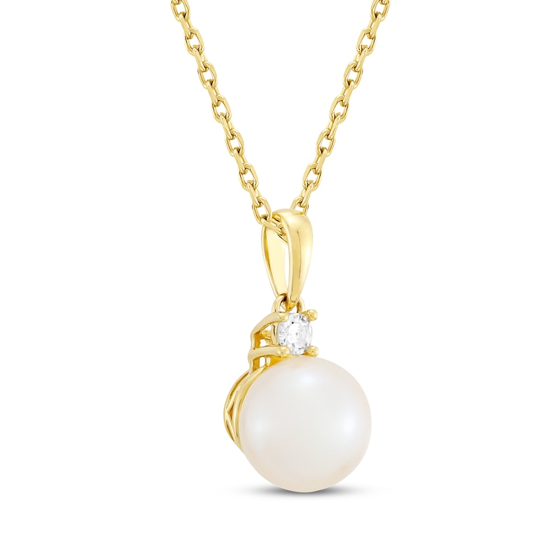Main Image 2 of Cultured Pearl & Diamond Necklace 1/20 ct tw 10K Yellow Gold