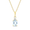 Thumbnail Image 1 of Oval-Cut Aquamarine & Diamond Necklace 1/20 ct tw 10K Yellow Gold