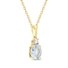 Thumbnail Image 1 of Oval-Cut Aquamarine & Diamond Necklace 1/20 ct tw 10K Yellow Gold