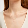 Thumbnail Image 2 of Oval-Cut Aquamarine & Diamond Necklace 1/20 ct tw 10K Yellow Gold