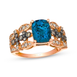 Le Vian Venetian Mosaic Cushion-Cut Blue Topaz Ring 1/2 ct tw Diamonds 14K Strawberry Gold
