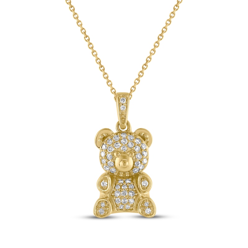 Teddy Bear Jewelry Collection Honoring St. Jude Diamond Necklace 1/5 ct tw 10K Yellow Gold 18"