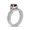 Thumbnail Image 2 of Neil Lane Pear-Shaped Rhodolite Garnet & Diamond Halo Bridal Set 1/2 ct tw Diamonds 14K White Gold