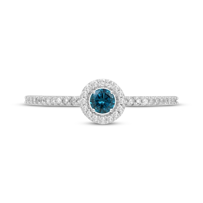 Main Image 3 of Blue & White Diamond Halo Promise Ring 1/5 ct tw Sterling Silver