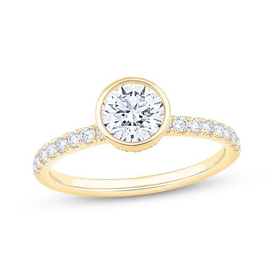 Now + Forever Round-Cut Diamond Hidden Halo Bezel-Set Engagement Ring 1-1/3 ct tw 14K Yellow Gold