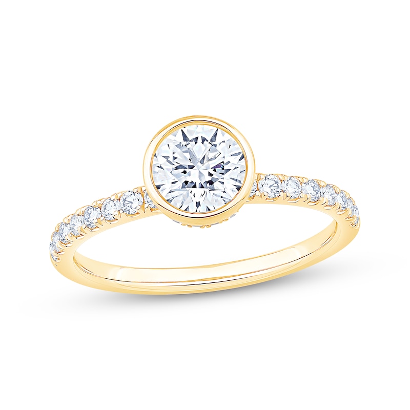 Round-Cut Diamond Hidden Halo Engagement Ring 1-1/3 ct tw 14K Yellow Gold