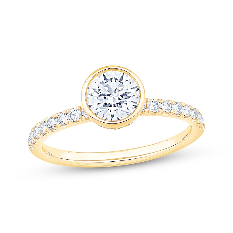 Main Image 1 of Now + Forever Round-Cut Diamond Hidden Halo Bezel-Set Engagement Ring 1-1/3 ct tw 14K Yellow Gold