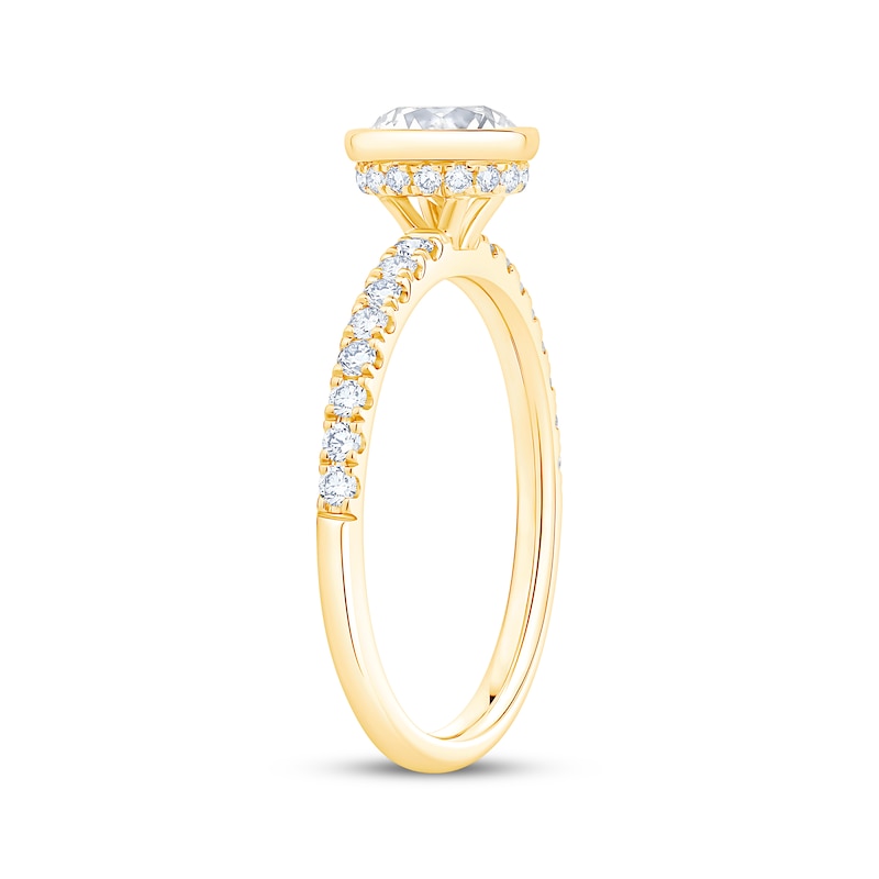 Round-Cut Diamond Hidden Halo Bezel-Set Engagement Ring 1-1/3 ct tw 14K Yellow Gold