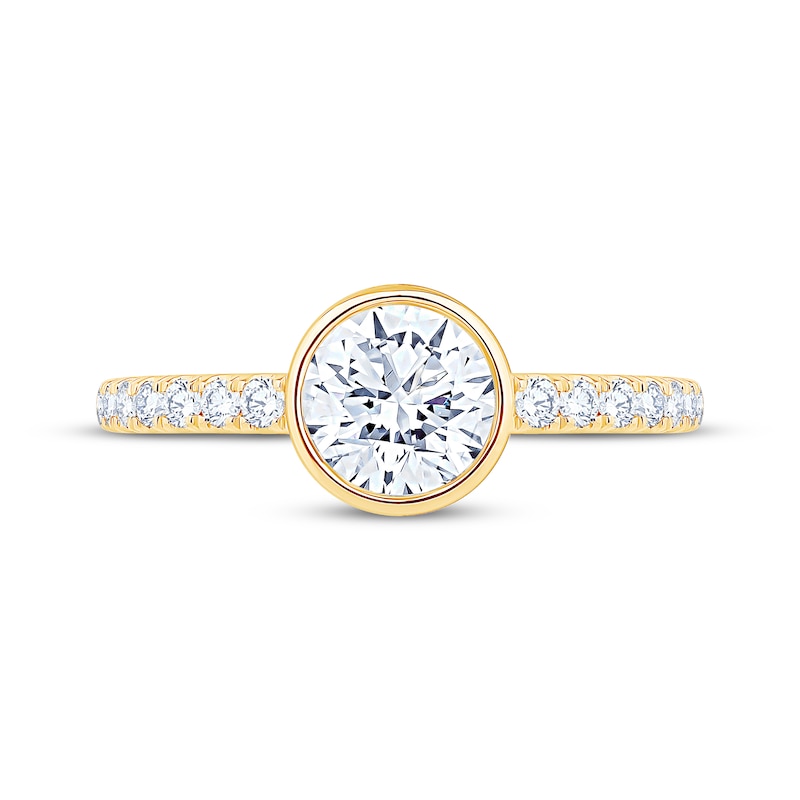 Main Image 3 of Now + Forever Round-Cut Diamond Hidden Halo Bezel-Set Engagement Ring 1-1/3 ct tw 14K Yellow Gold