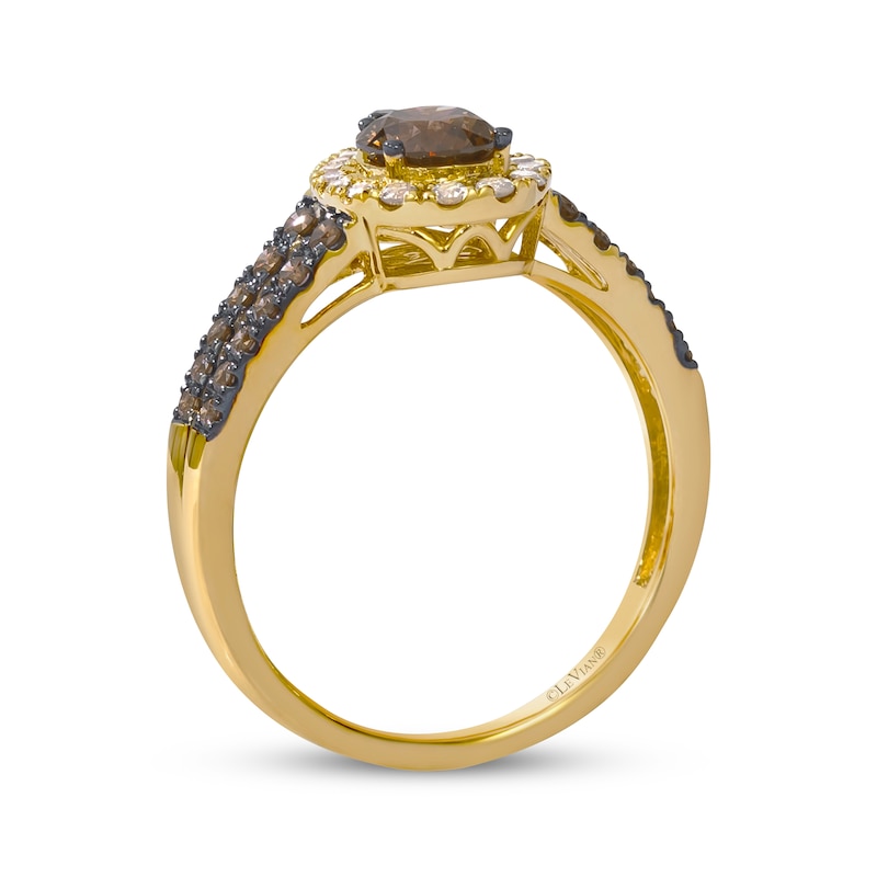 Main Image 3 of Le Vian Multi-Diamond Pear Halo Ring 1 ct tw 14K Honey Gold