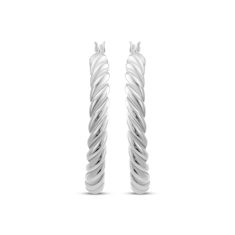 Main Image 2 of Reaura Rope Twist Hoop Earrings Repurposed 14K White Gold 27mm