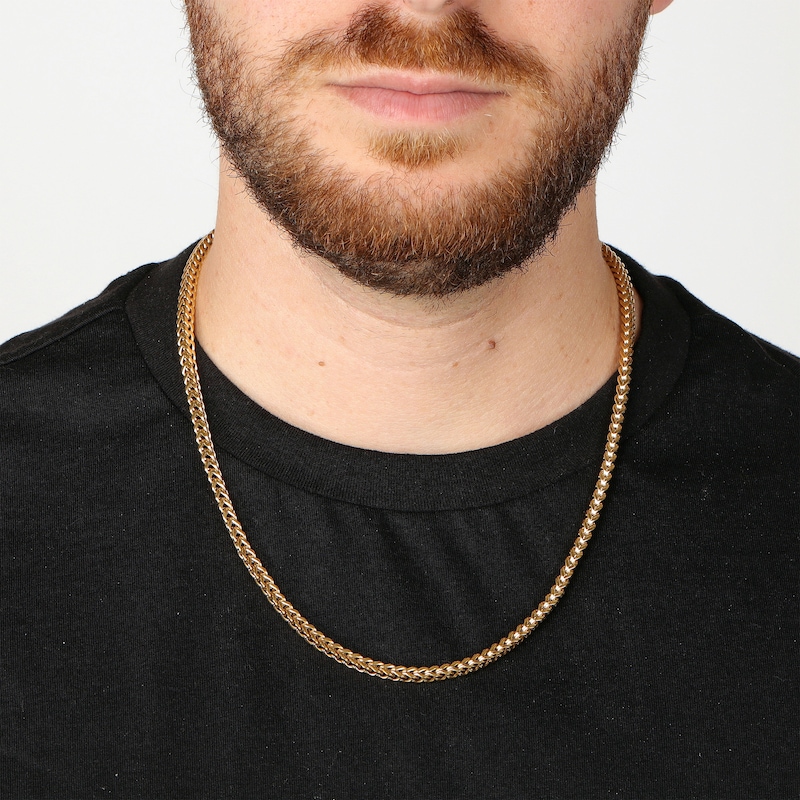 Main Image 4 of Foxtail Chain Necklace 4mm Yellow Ion-Plated Solid Stainless Steel 22&quot;