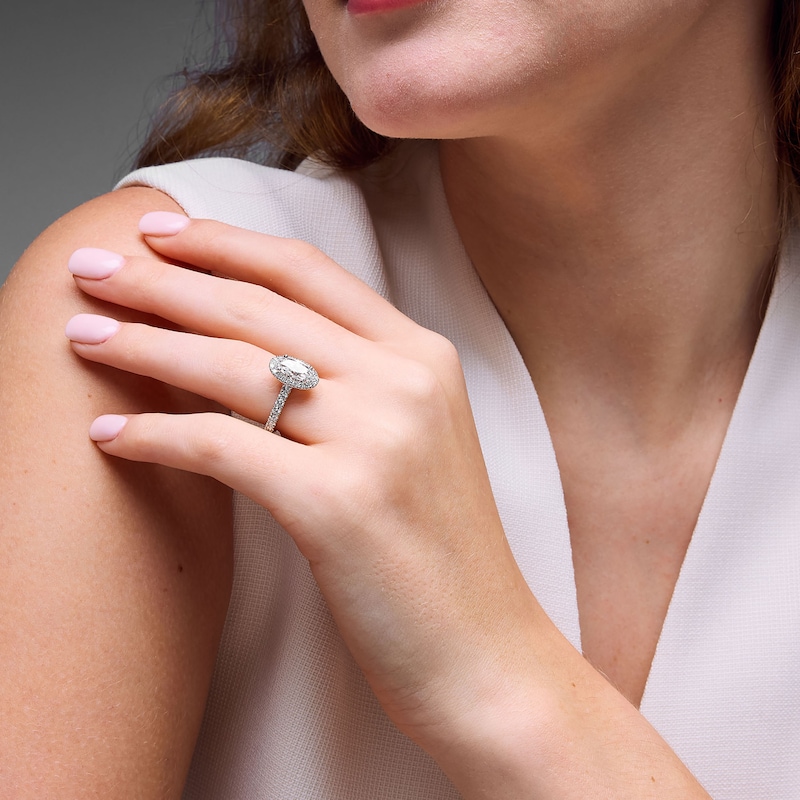 Main Image 4 of Neil Lane Artistry Heritage Oval-Cut Lab-Grown Diamond Halo Engagement Ring 2-1/3 ct tw Platinum