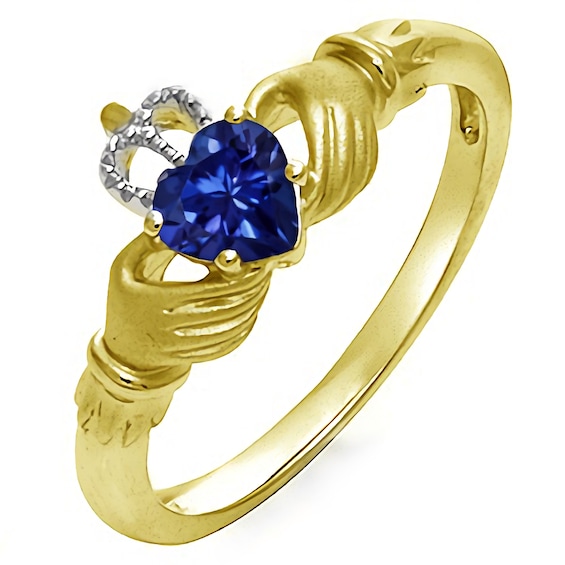 Heart Birthstone Claddagh Ring (1 Stone)