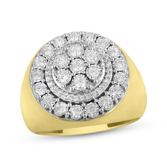 Men's Diamond Circle Ring 3/4 ct tw Round-cut 10K Yellow Gold