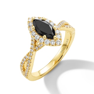 Neil Lane Marquise-Cut Black Diamond White Diamond Engagement