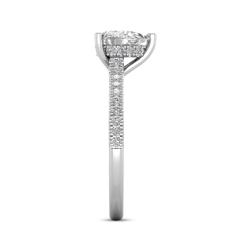 Main Image 2 of Lab-Grown Diamonds Engagement Ring 1-1/4 ct tw Pear & Round-cut 14K White Gold