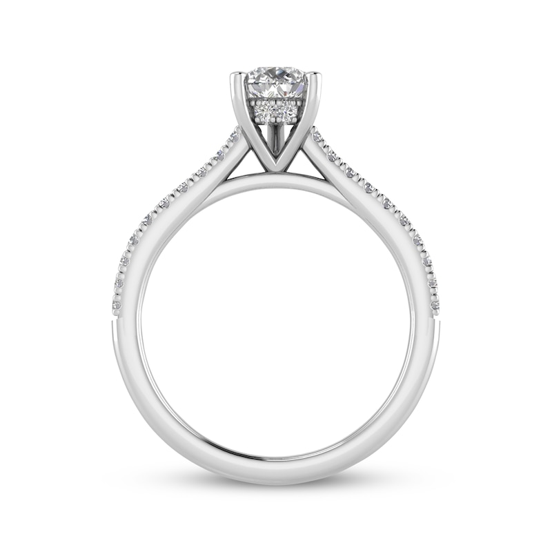 Main Image 3 of Lab-Grown Diamonds Engagement Ring 1-1/4 ct tw Pear & Round-cut 14K White Gold