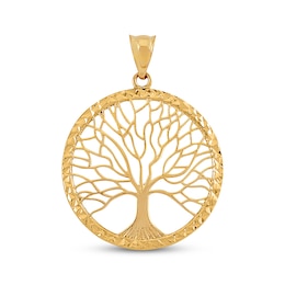 Family Tree Medallion Charm 14K Yellow Gold