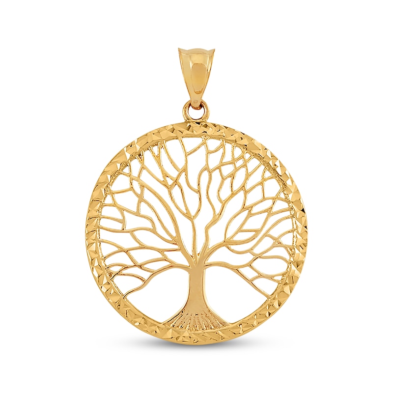 Main Image 1 of Family Tree Medallion Charm 14K Yellow Gold