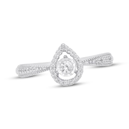Diamond Teardrop Halo Promise Ring 1/8 ct tw Sterling Silver