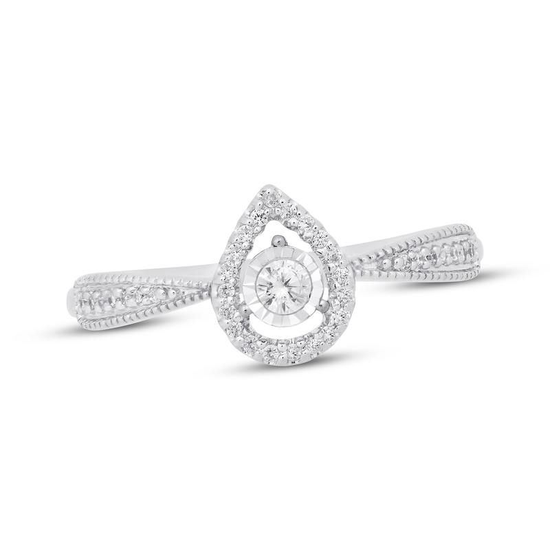 Main Image 1 of Diamond Teardrop Halo Promise Ring 1/8 ct tw Sterling Silver