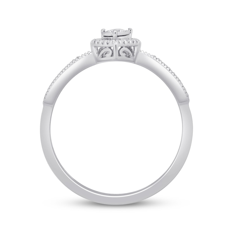 Main Image 2 of Diamond Teardrop Halo Promise Ring 1/8 ct tw Sterling Silver