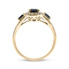 Thumbnail Image 1 of Pear-Shaped & Baguette-Cut Blue Sapphire & Diamond Ring 1/5 ct tw 10K Yellow Gold
