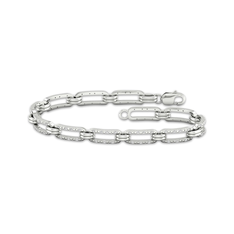 Main Image 1 of Diamond Paperclip Link Bracelet 1/4 ct tw Sterling Silver 7.25&quot;