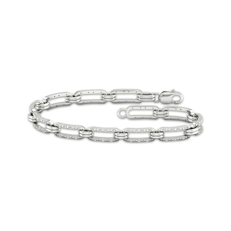 Diamond Paperclip Link Bracelet 1/4 ct tw Sterling Silver 7.25"