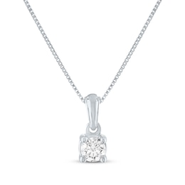 Diamond Solitaire Necklace 1/4 ct tw 14K White Gold 18" (J/I1)