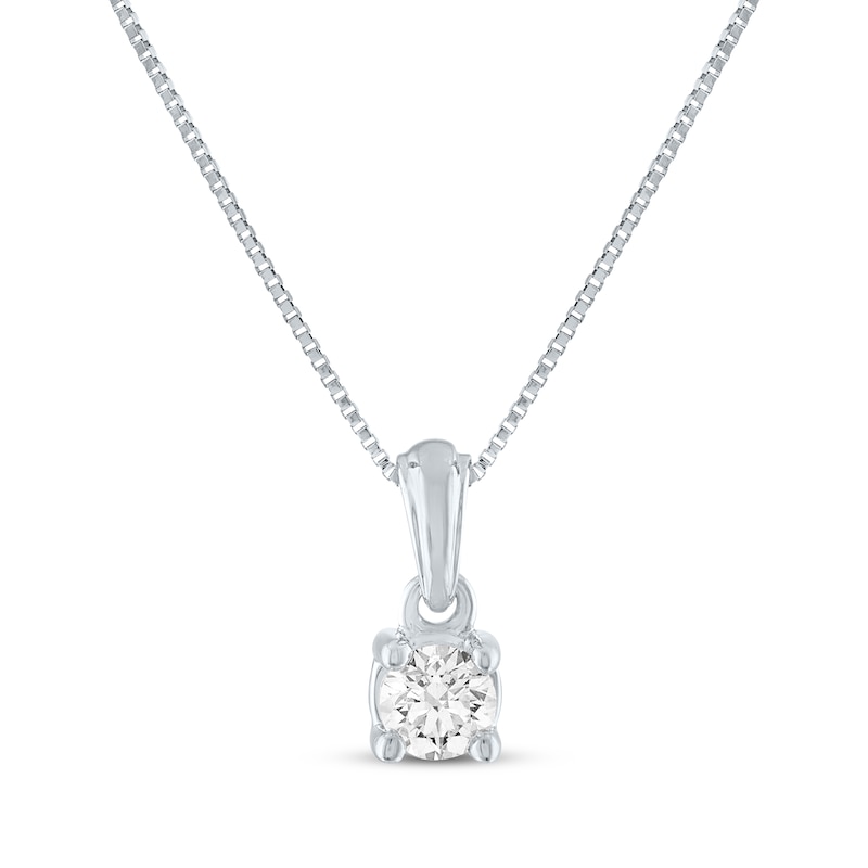 Main Image 1 of Diamond Solitaire Necklace 1/4 ct tw 14K White Gold 18" (J/I1)