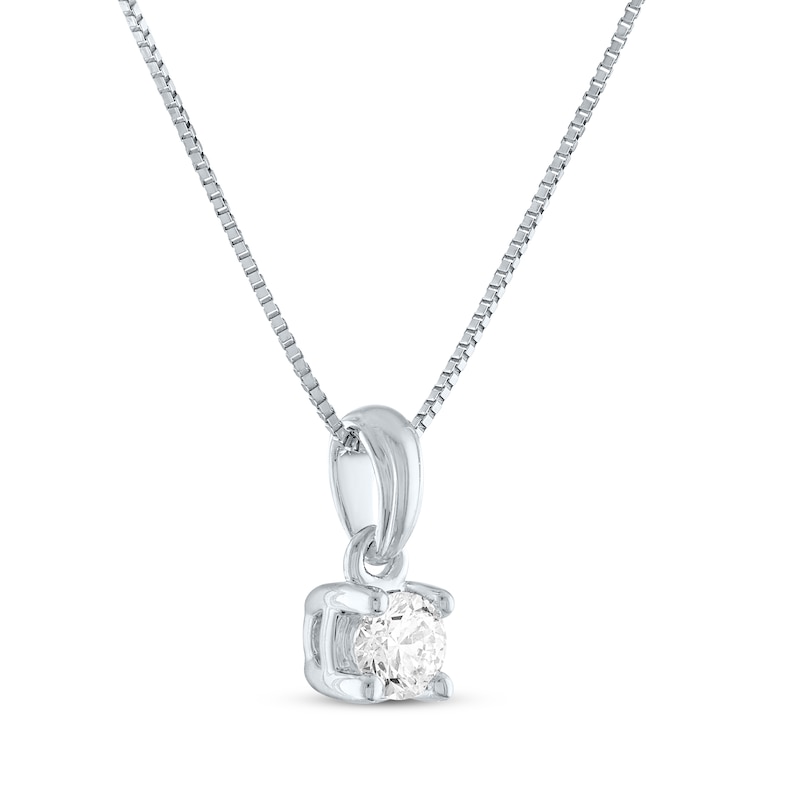 Main Image 2 of Diamond Solitaire Necklace 1/4 ct tw 14K White Gold 18" (J/I1)