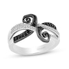 Disney Treasures The Nightmare Before Christmas Black & White Diamond Spiral Ring 1/5 ct tw Sterling Silver