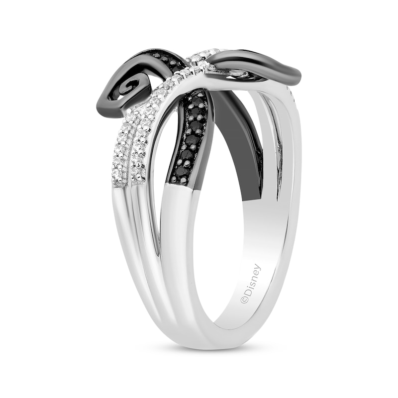 Main Image 2 of Disney Treasures The Nightmare Before Christmas Black & White Diamond Spiral Ring 1/5 ct tw Sterling Silver