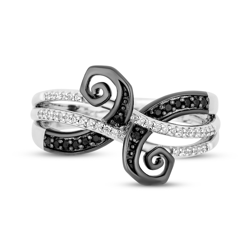 Disney Treasures The Nightmare Before Christmas Black & White Diamond Spiral Ring 1/5 ct tw Sterling Silver