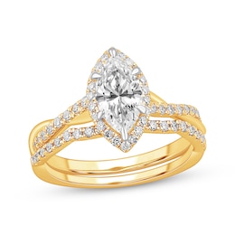 Now + Forever Marquise-Cut Twist Shank Bridal Set 1-1/3 ct tw 14K Yellow Gold
