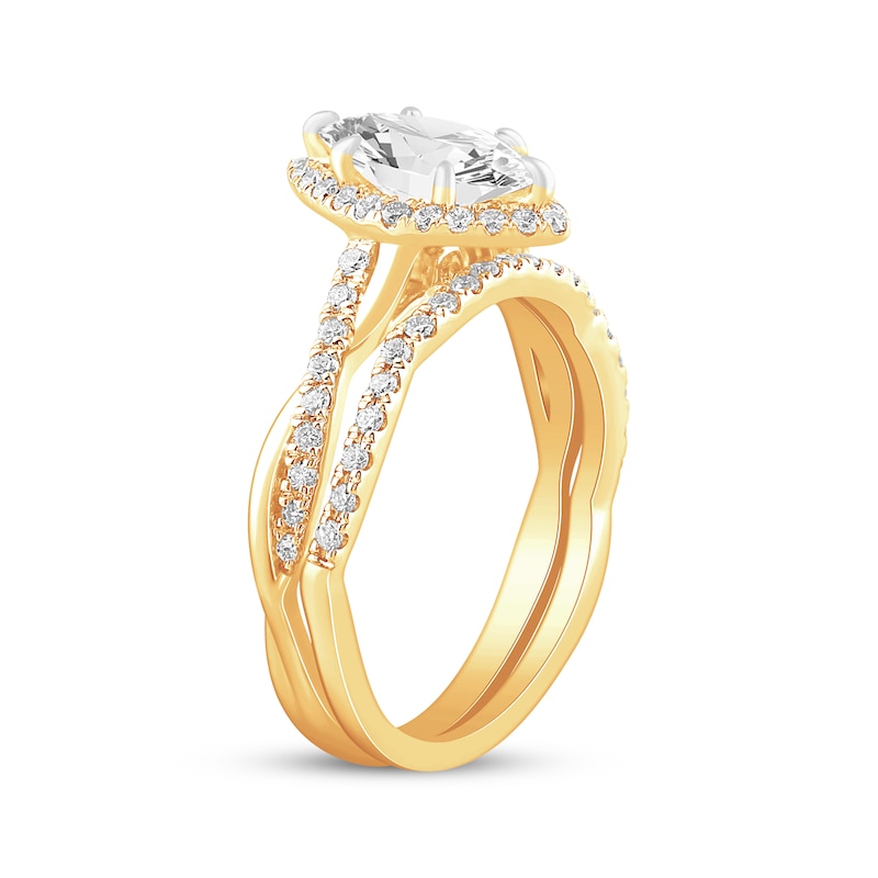Main Image 2 of Now + Forever Marquise-Cut Twist Shank Bridal Set 1-1/3 ct tw 14K Yellow Gold