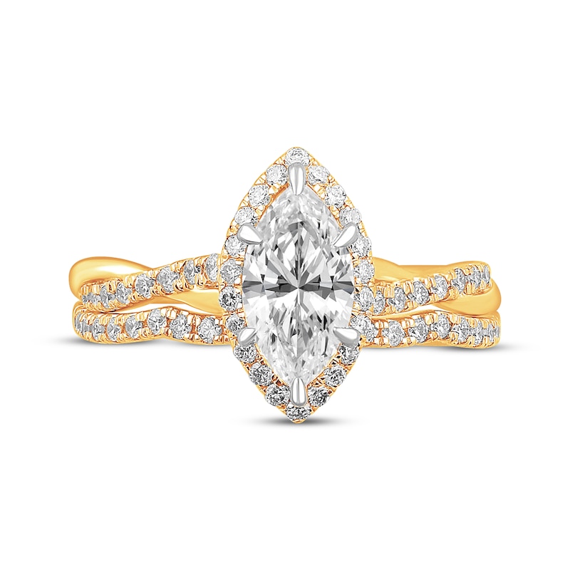 Main Image 3 of Now + Forever Marquise-Cut Twist Shank Bridal Set 1-1/3 ct tw 14K Yellow Gold