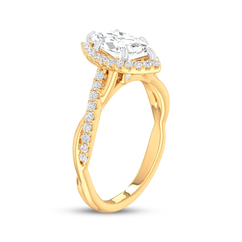 Main Image 5 of Now + Forever Lab-Grown Diamonds Marquise-Cut Twist Shank Engagement Ring 1-1/4 ct tw 14K Yellow Gold