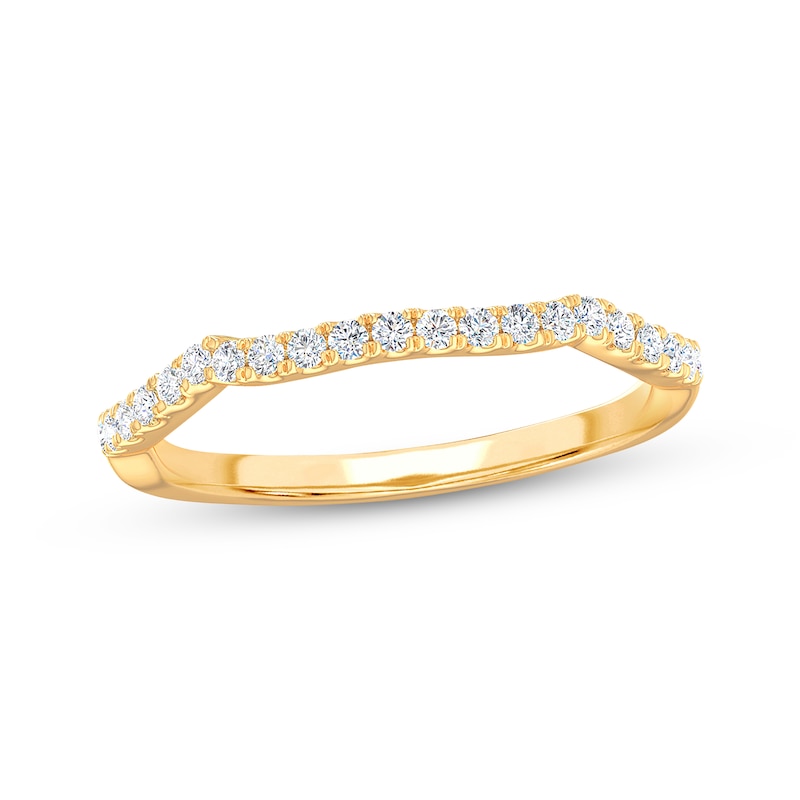 Main Image 8 of Now + Forever Lab-Grown Diamonds Contoured Wedding Band 1/8 ct tw 14K Yellow Gold