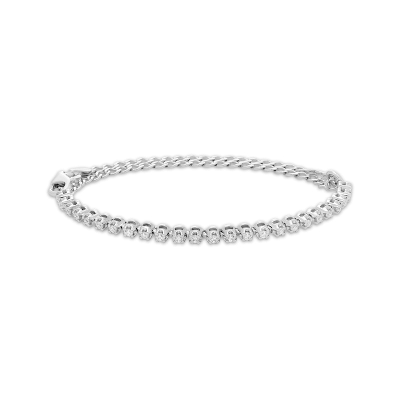 Main Image 1 of Diamond Adjustable Line Tennis Bracelet 1/2 ct tw Sterling Silver 6.25&quot; to 8.50&quot;