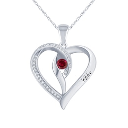 Birthstone Engravable Necklace (1 Stone and Line)