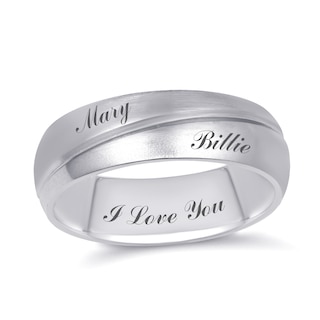 Engravable Angled Groove Wedding Band (3 Lines)