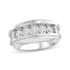 Thumbnail Image 1 of Men's Lab-Grown Diamonds Five-Stone Wedding Band 2 ct tw Round-cut 14K White Gold