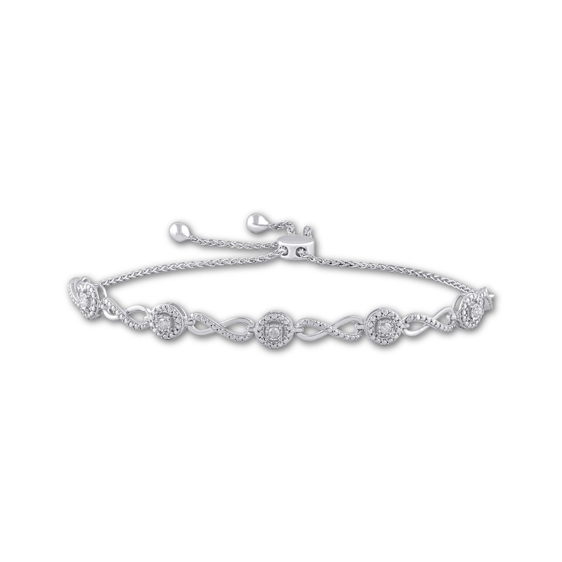 Main Image 1 of Diamond Infinity Bolo Bracelet 1/10 ct tw Sterling Silver