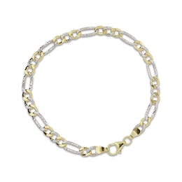 Diamond-Cut Figaro Chain Bracelet 10K Yellow Gold 7.5&quot;